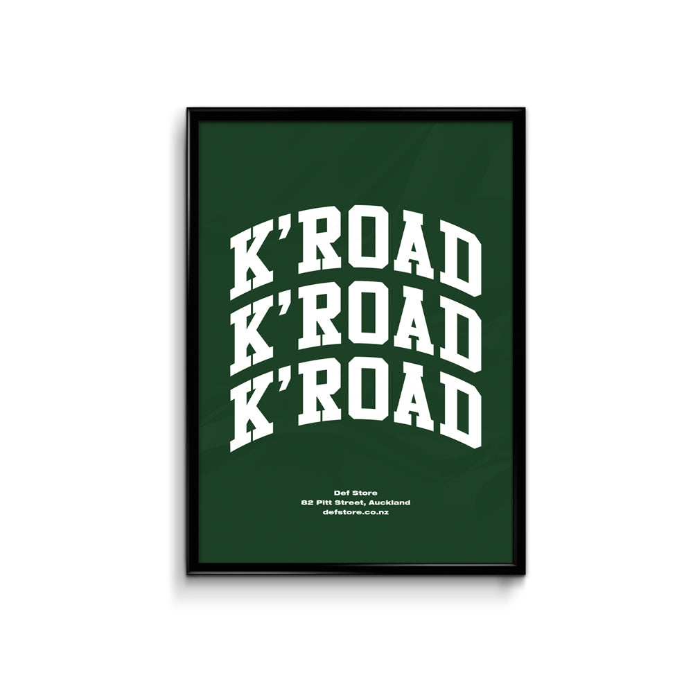 Def Store K'Road Arch Poster - A3 Forest Green