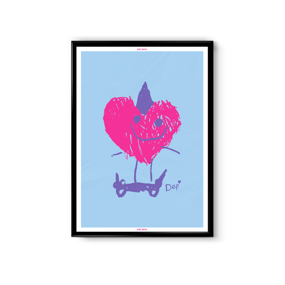 Frankie Heart A3 Poster - Light Blue