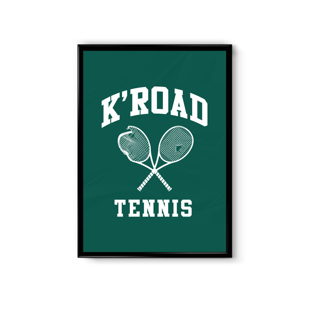 K'Road Tennis A3 Poster - Bottle Green